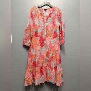 100% Cotton Vibrant Floral 3/4 Sleeve shirt Dress